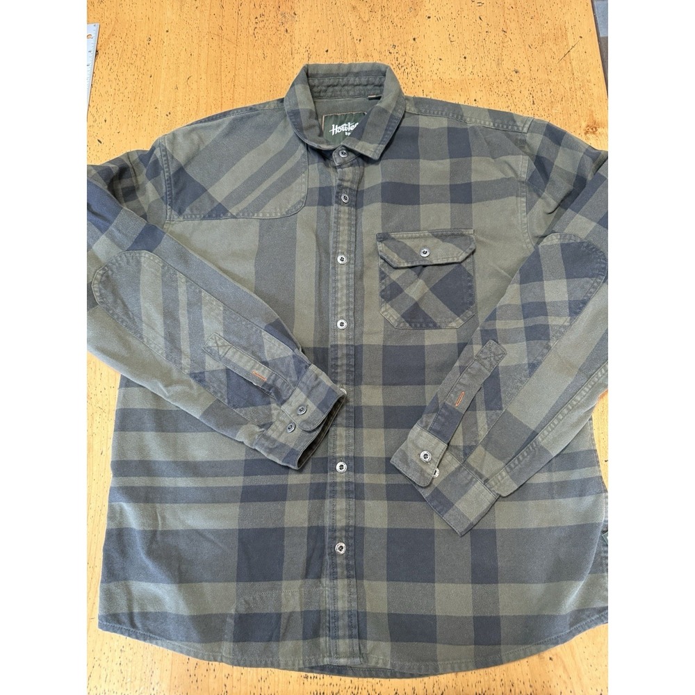 Howler Brothers Harker's Flannel Shirt Men's Large Green Plaid Button Up Hiking